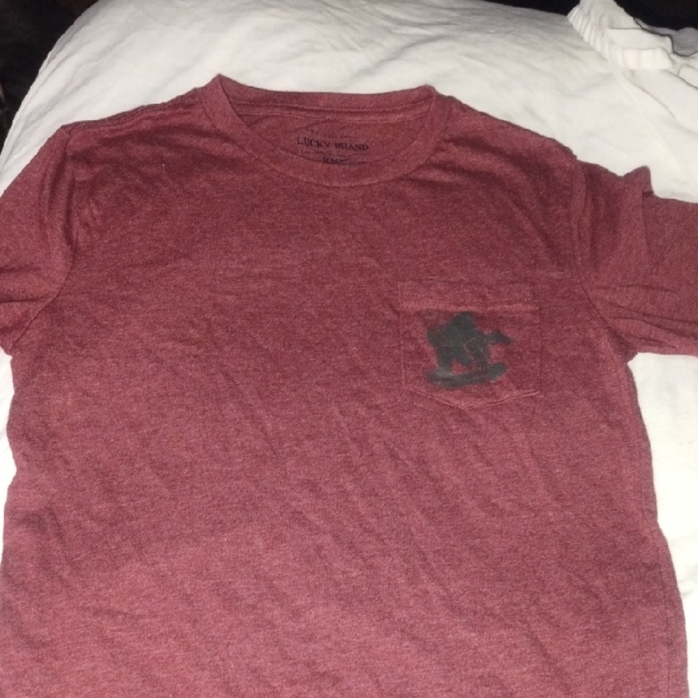 Lucky Brand Red Short Sleeve Tee Classic Crew Neck